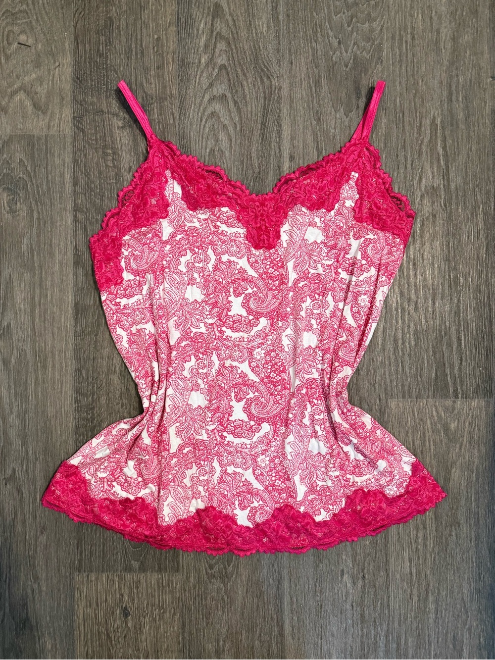 Y2K Pink Lace Trim Camisole Tank Top